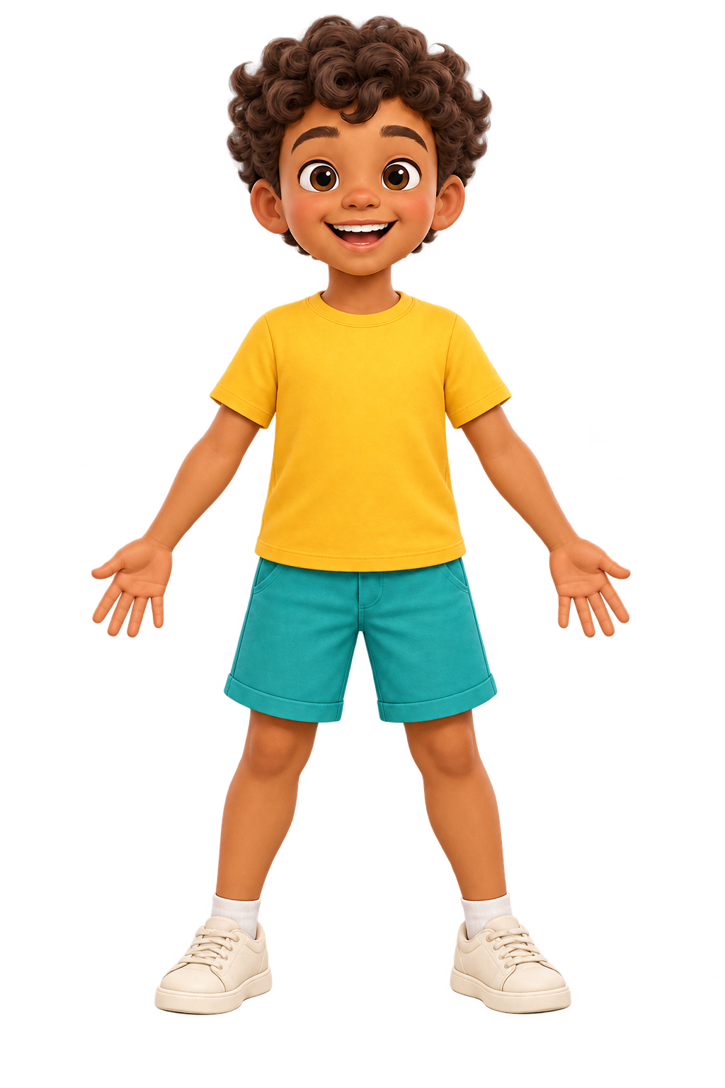 Child resting both arms by their sides